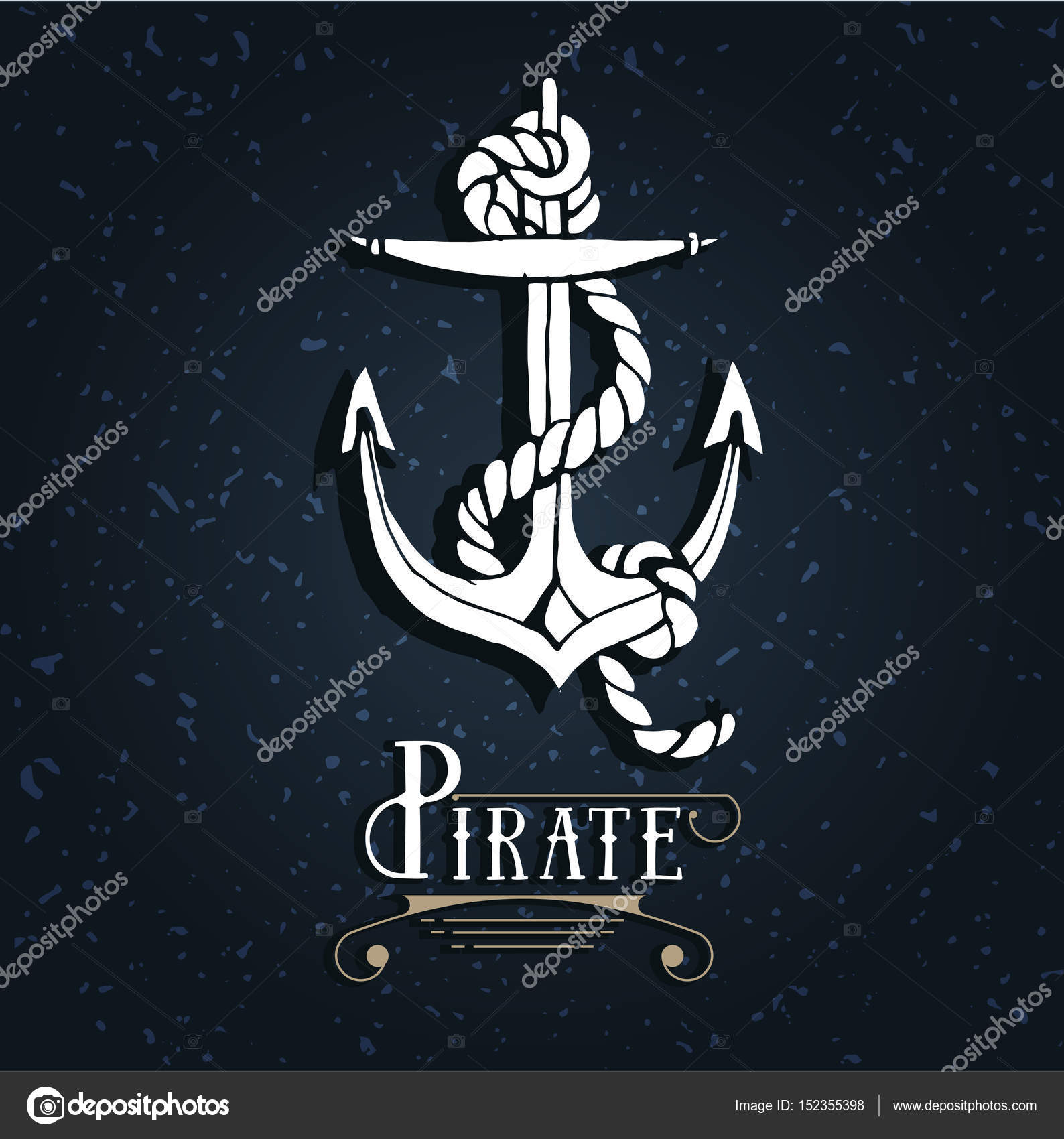 Logo nautical, marine, sail, anchor with rope. Stock Vector by