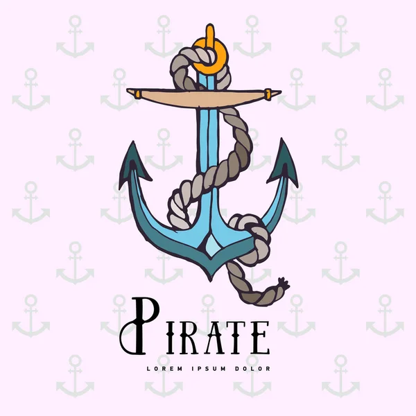 Logo nautique, marin, voile, ancre avec corde . — Image vectorielle