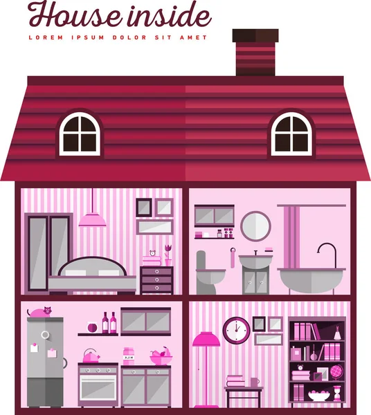 Flat illustration of house in cut — Stock Vector