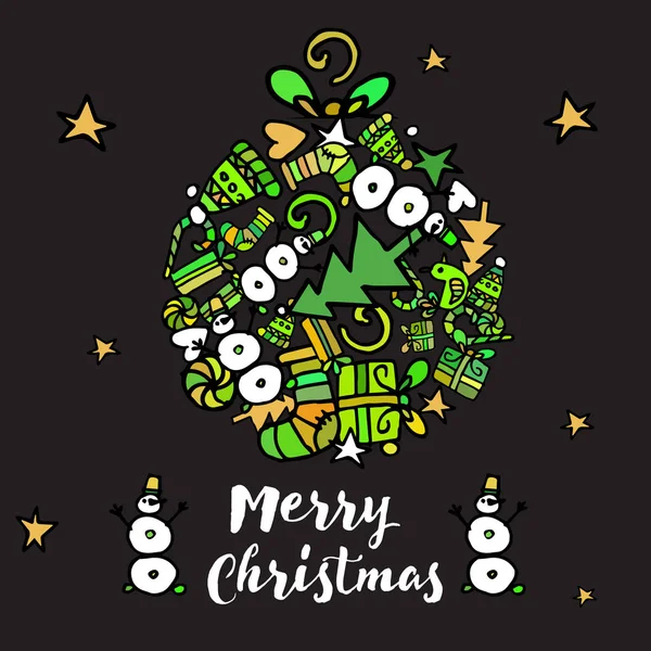 Doodle fundo de Natal. Ano Novo — Vetor de Stock