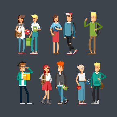 Öğrenciler kümesi düz illustratuion
