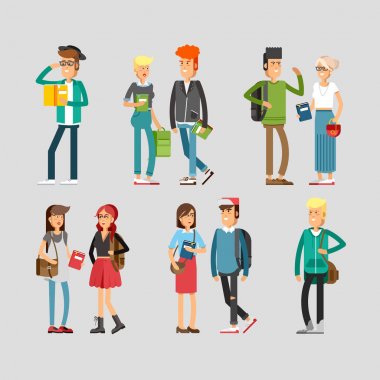 Öğrenciler kümesi düz illustratuion