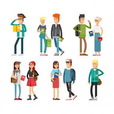 Öğrenciler kümesi düz illustratuion
