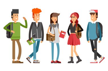 Öğrenciler kümesi düz illustratuion