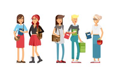 Öğrenciler kümesi düz illustratuion