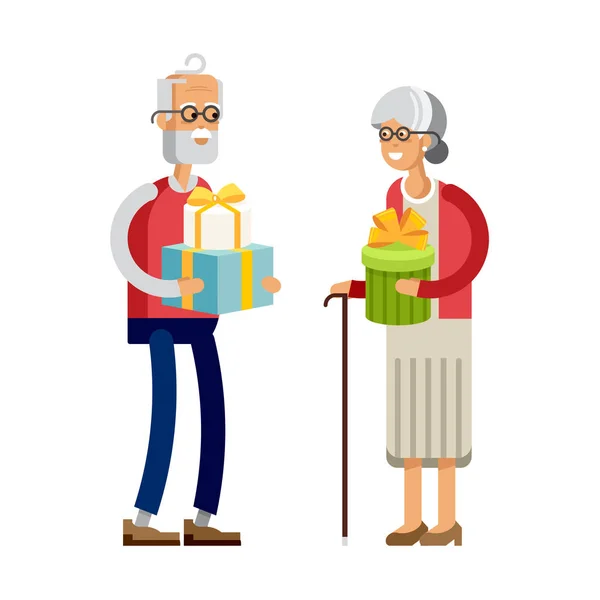 Εικονογράφηση διάνυσμα ηλικιωμένο ζευγάρι — Διανυσματικό Αρχείο