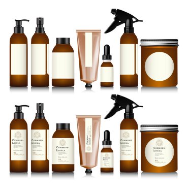 Kozmetik için gerçekçi kahverengi şişe