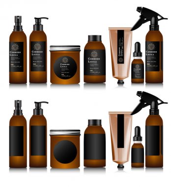 Kozmetik için gerçekçi kahverengi şişe