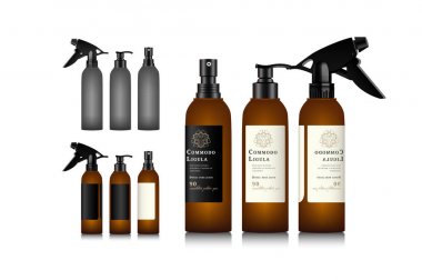 Kozmetik için gerçekçi kahverengi şişe.