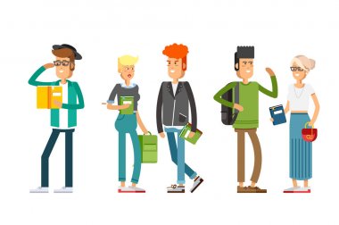 Öğrenciler kümesi düz illustratuion