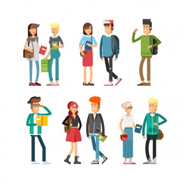Öğrenciler kümesi düz illustratuion