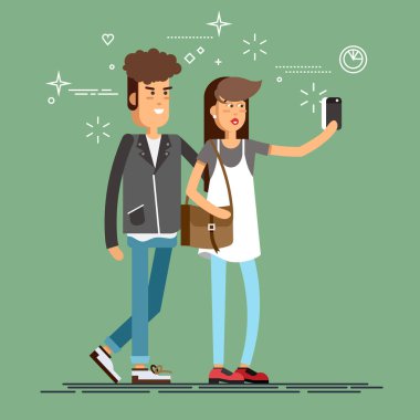 Genç hipster üzerinde serin düz karakter tasarımı