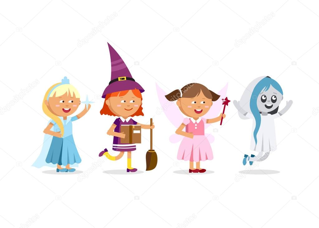 Happy Halloween. Set of cute cartoon children