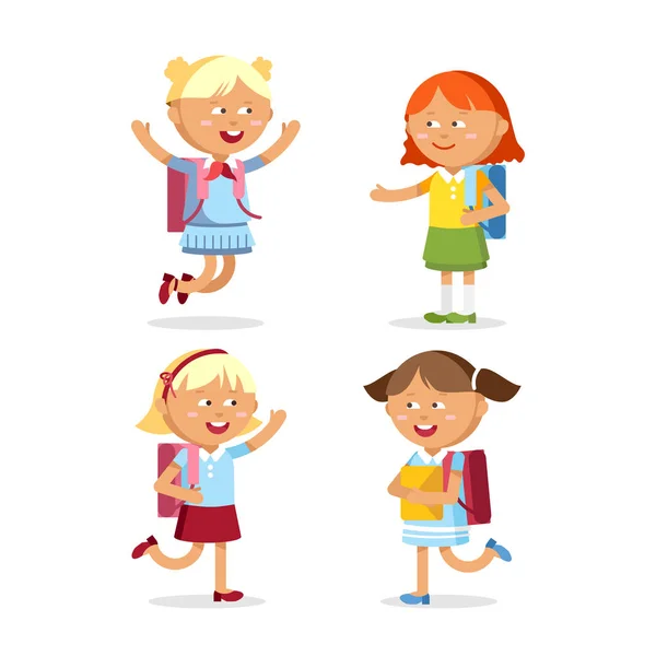 Pupils with school backpacks — Stock Vector