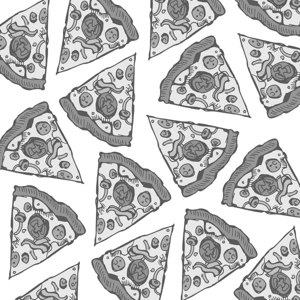 Doodle pizza sin costura patrón de fondo — Archivo Imágenes Vectoriales