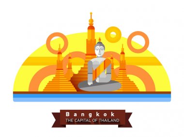 Bangkok, Tayland, Thailand şehrin düz manzara. Asya seyahat