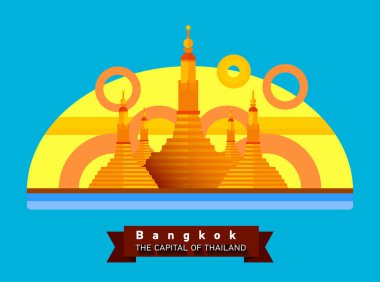 Bangkok, Tayland, Thailand şehrin düz manzara. Asya seyahat