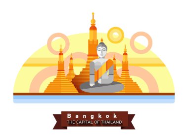 Bangkok, Tayland, Thailand şehrin düz manzara. Asya seyahat