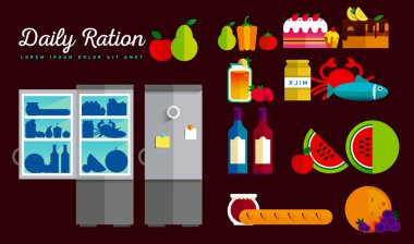 Vektör açık buzdolabı sağlıklı taze tam