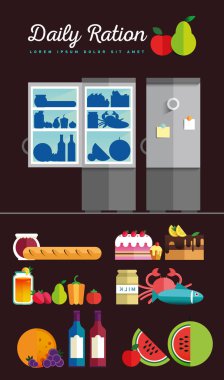 Vektör açık buzdolabı sağlıklı taze tam