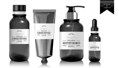 Gerçekçi esans şişesi ve tüp için krem