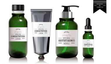 Gerçekçi esans şişesi ve tüp için krem