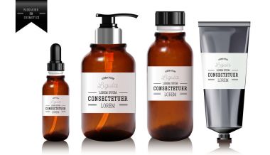 Gerçekçi esans şişesi ve tüp için krem