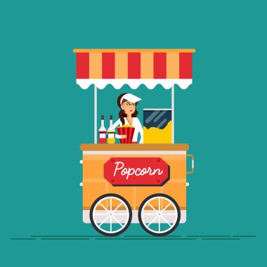 Sokak gıda otomat üzerinde ayrıntılı yaratıcı vektör çizim