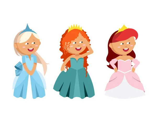 Princesas vetor conjunto bonito coleção de personagens bonitos . — Vetor de Stock