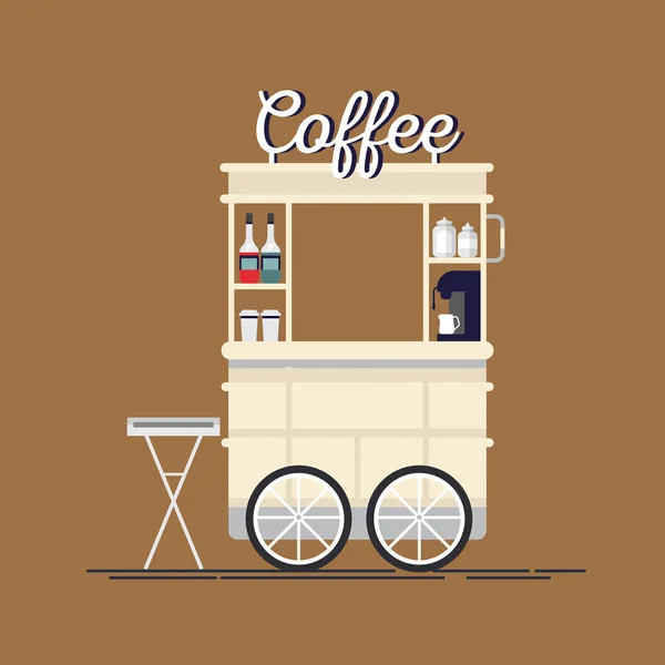 Vecteur détaillé créatif rue café vélo chariot — Image vectorielle