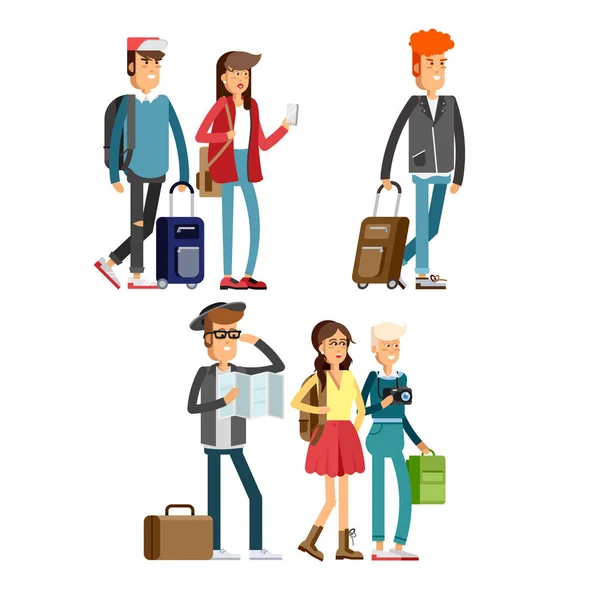 Estudiantes viajando tiempo vocación — Vector de stock