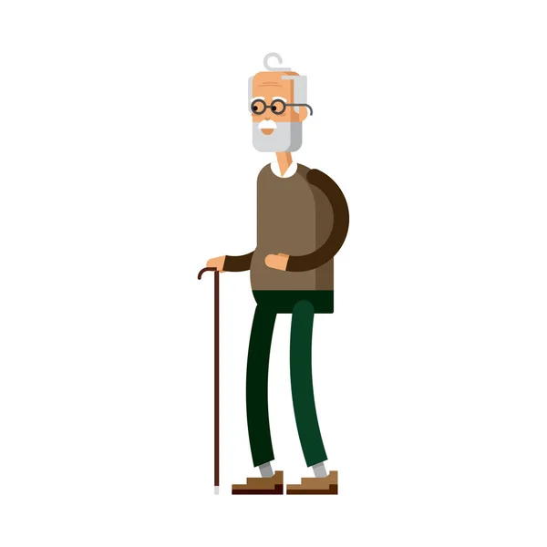 Γέρος με γυαλιά και walkins από ζαχαροκάλαμο — Διανυσματικό Αρχείο