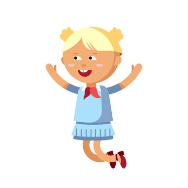 Sevimli kız beyaz arka planda iyi eğlenceler.