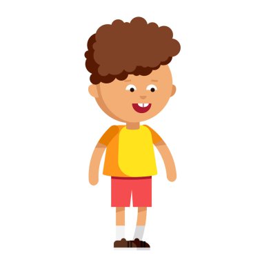 Sevimli çocuk var eğlenceli beyaz arka planda.