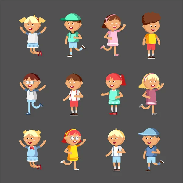 Collection d'enfants heureux. Groupe d'enfants d'âge préscolaire . — Image vectorielle