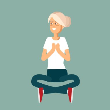 Yoga teşkil etmektedir oturan güzel kadın.