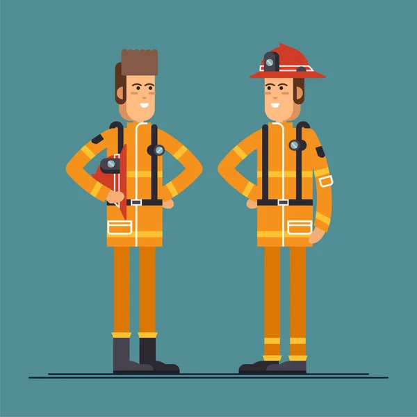 個人で 2 つの消防士役員 — ストックベクタ