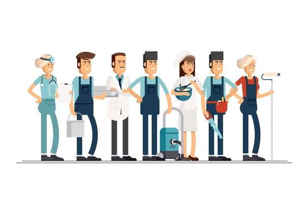 Día del Trabajo. Un grupo de personas — Vector de stock