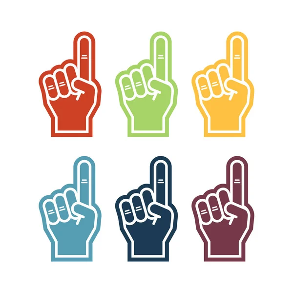 Illustratie van een vinger schuim in zes kleuren. — Stockvector