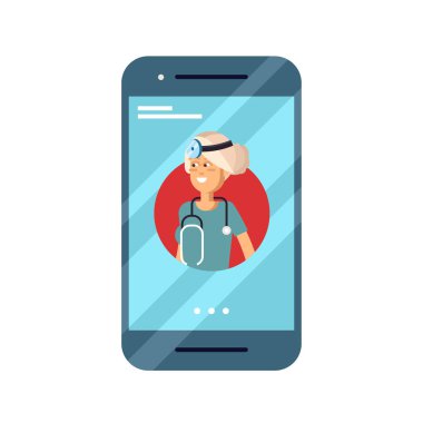 Form kavramını vektör çizim yandan tıbbi yardıma holding cep telefonu tasarım ve online Danışma doktor