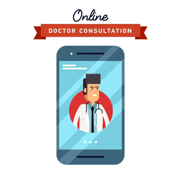 Ilustração vetorial do conceito de design de formulário na mão segurando telefone celular com assistência médica e consulta médica on-line — Vetor de Stock