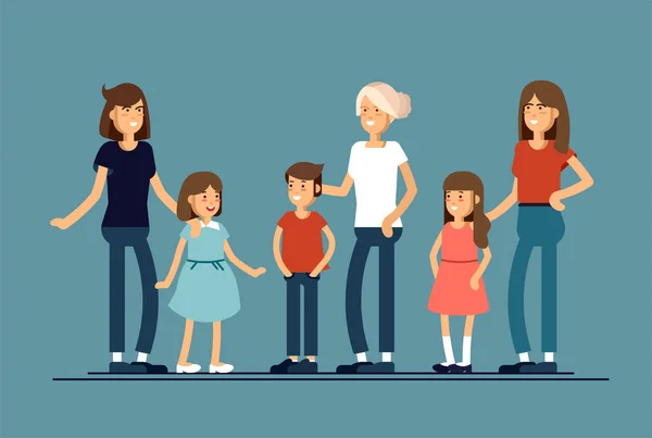 Grupo de madres con sus hijos . — Vector de stock