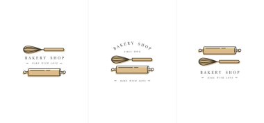 Vector design template and emblem - kitchen roll and coronet for bake shop. Bakery. clipart