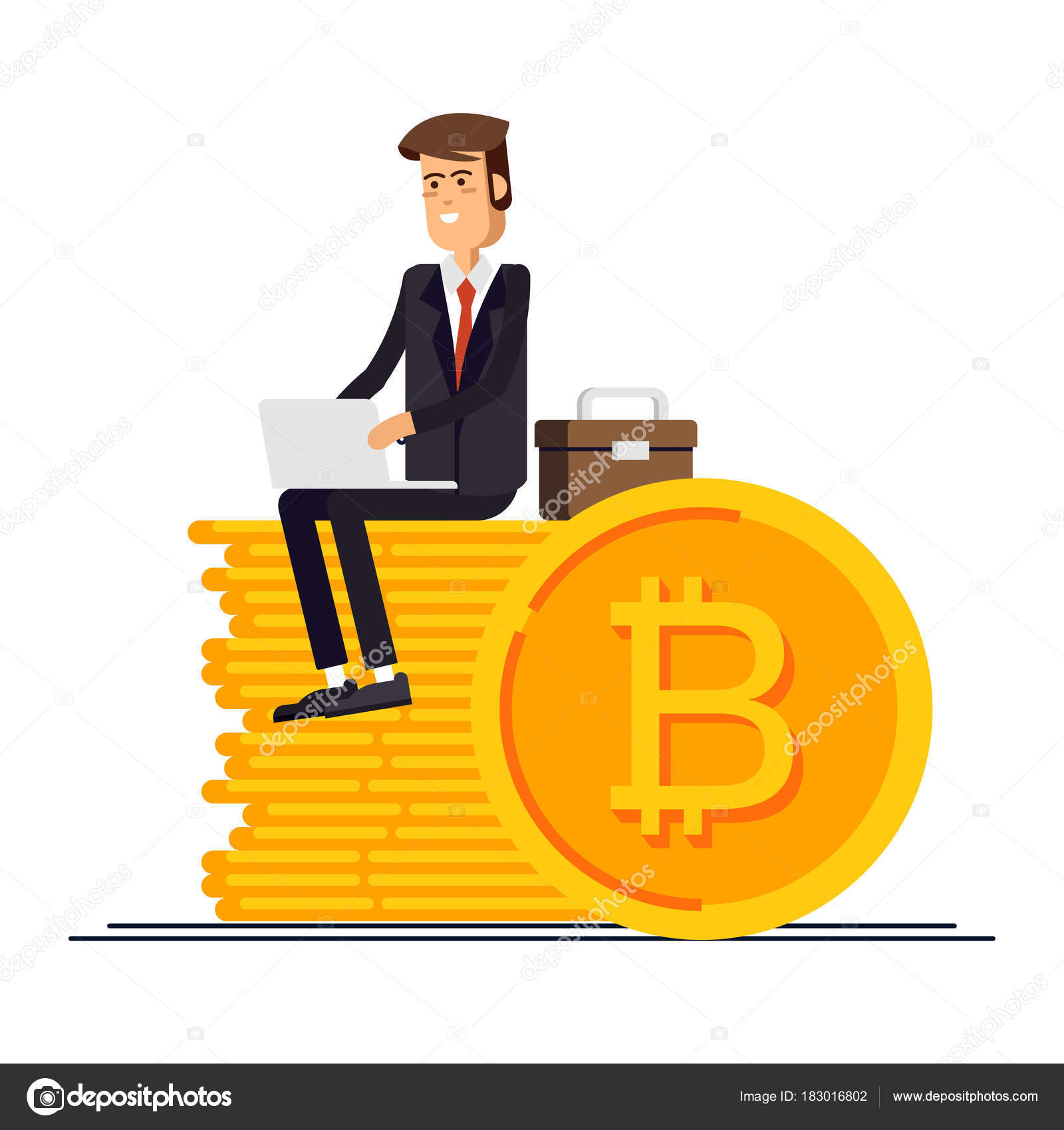 Bitcoin Konzept Vektor Illustration Von Unternehmer Und - 