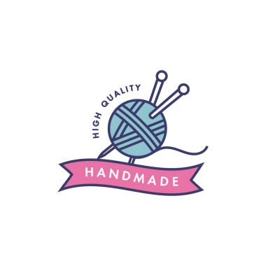 İğne pimleri ve yün clew topları simgesi. Trikotaj araçları vektör izole sembolü