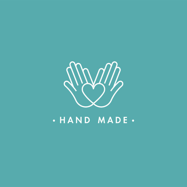 Векторные этикетки ручной работы и значки в линейном модном стиле - ручная работа
