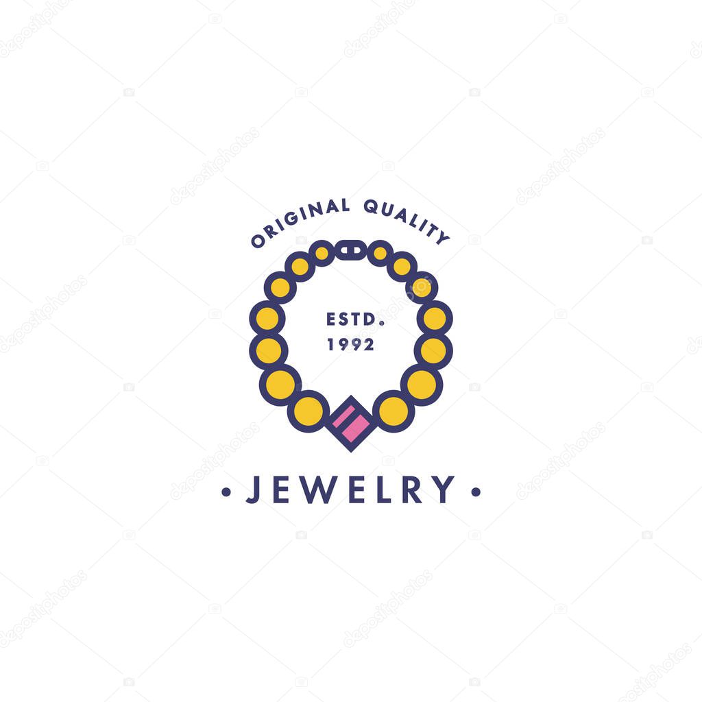 Vector logo with pendant design in trendy linear style in colorful colors