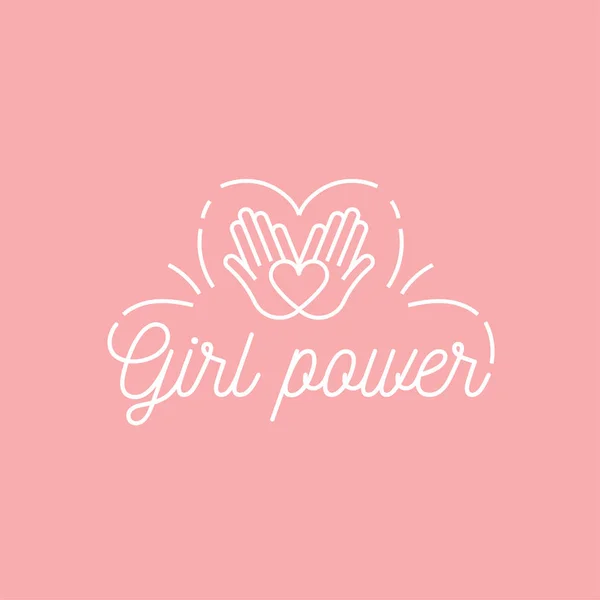 Vektorová ilustrace v jednoduchém stylu s ručně psanou frází girl power - stylový potisk pro plakát nebo tričko - feminismus citát a ženský motivační slogan. — Stock fotografie
