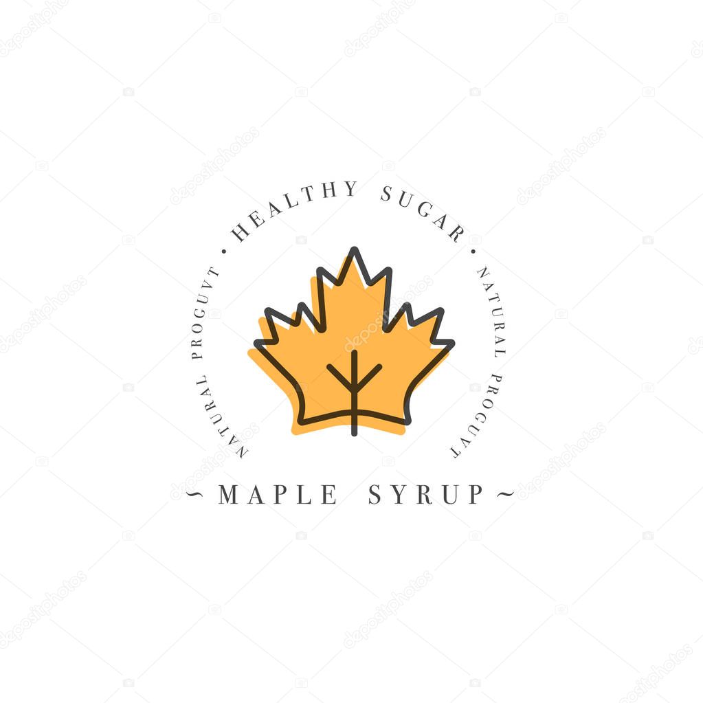 Packaging design template logo and emblem - syrup and topping - maple. Logo in trendy linear style