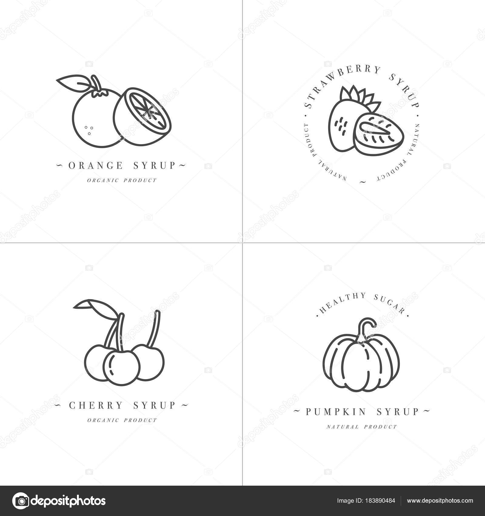 vector set design monochrome templates logo and emblems syrups and